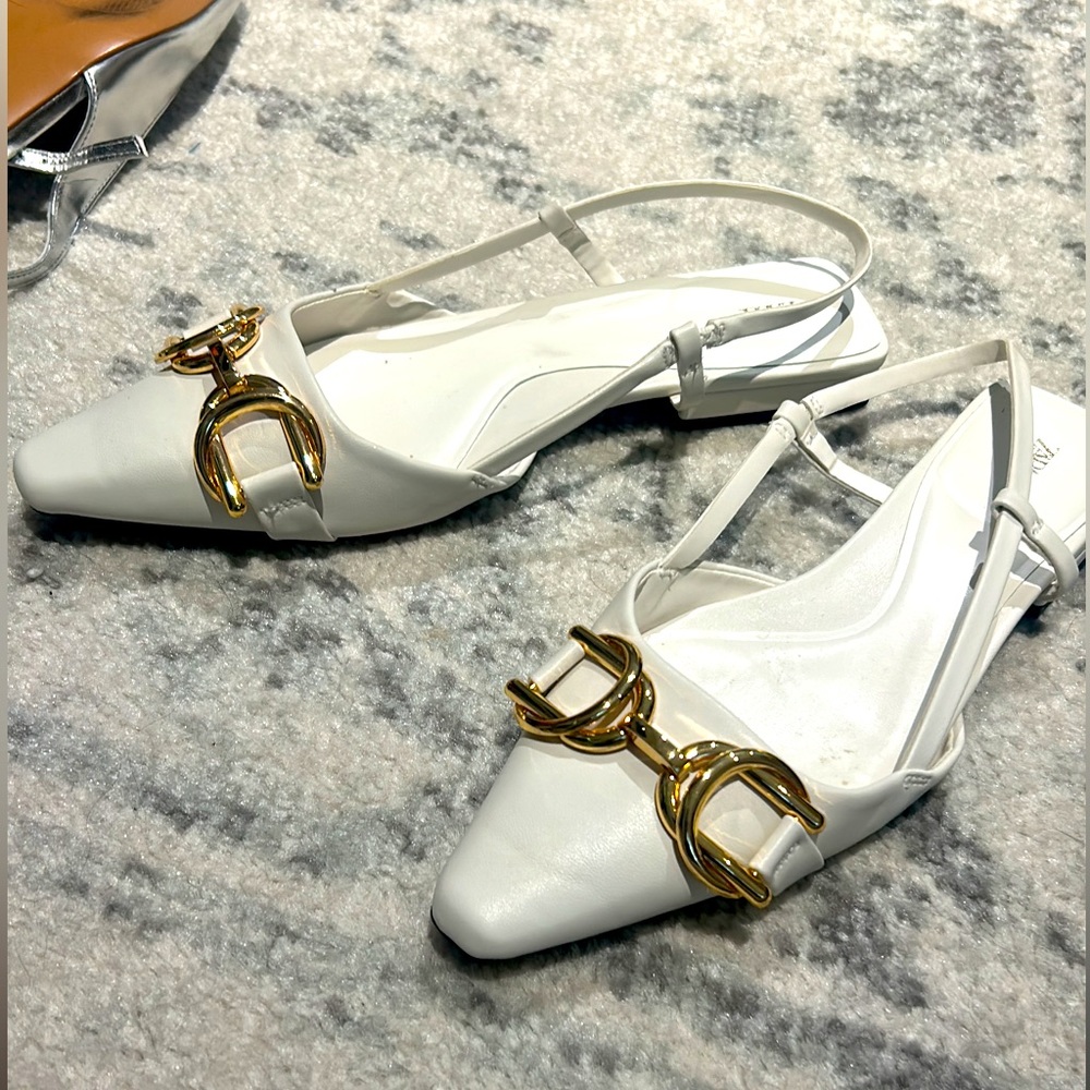 ZARA white slingbacks worn once!